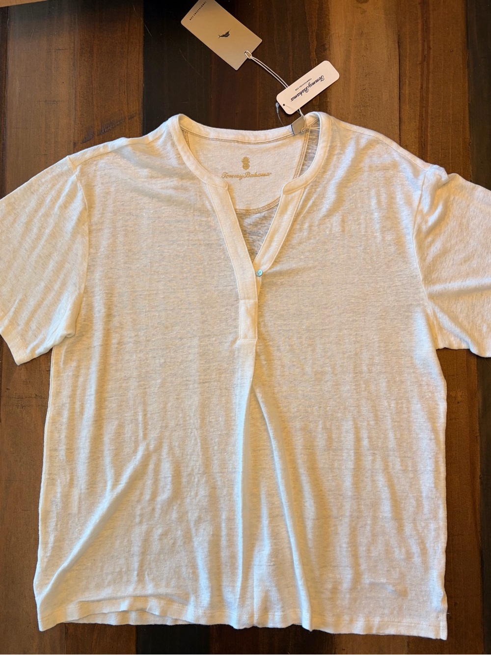 🔥 NWT Tommy Bahama White Linnea Short-Sleeve Linen T-Shirt XL